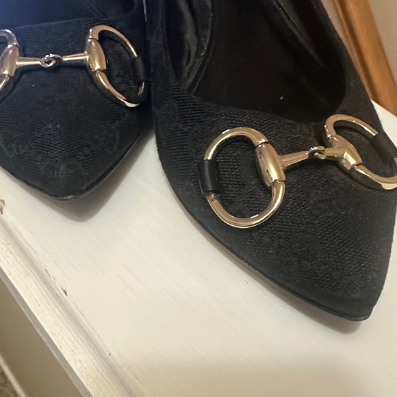 Gucci Black Kitten Heels with signature GG Sz 39 - Picture 9 of 12
